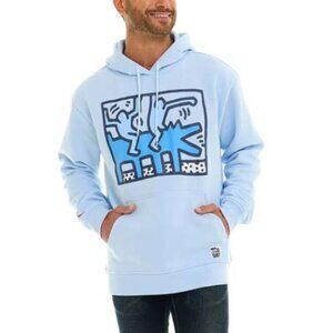 Keith Haring Men’s Graphic Pullover Hoodie Fleece Kangaroo Pocket NWT L Bue